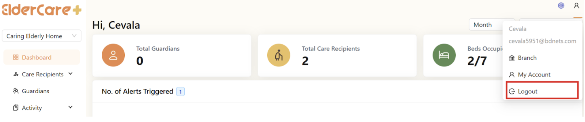 Logout in Client Portal