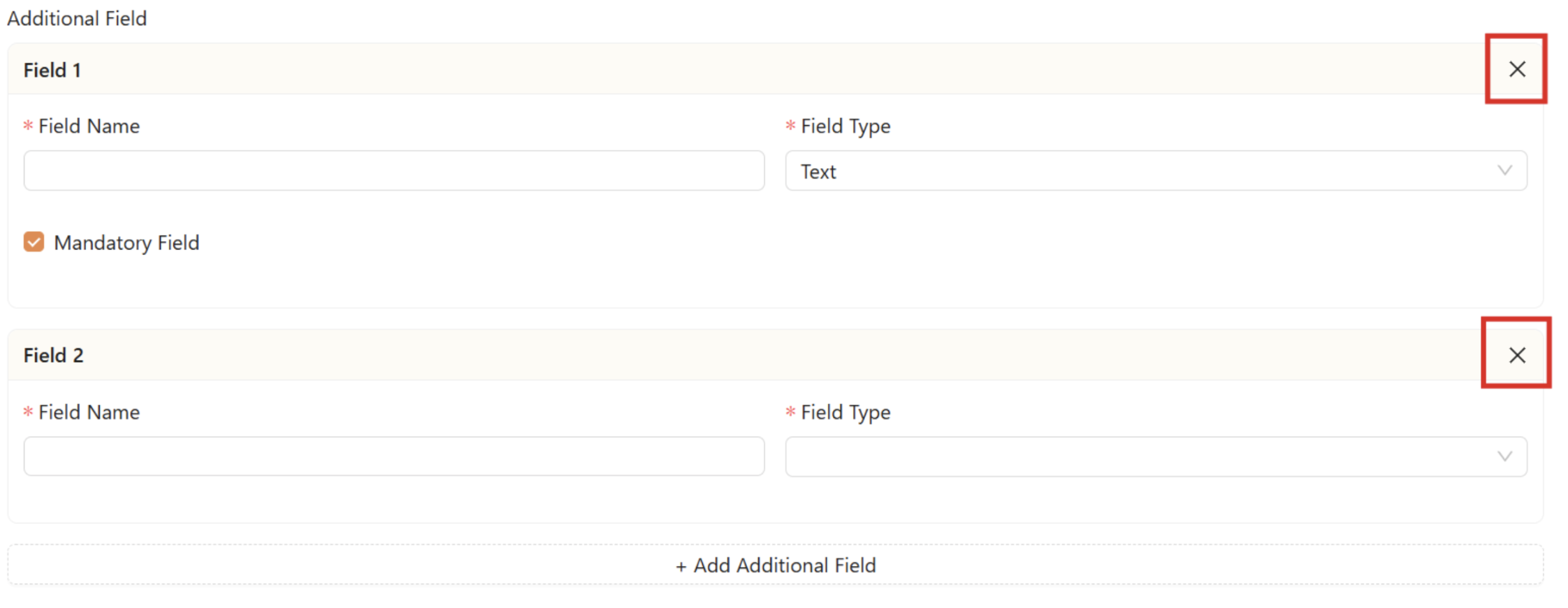Remove Additional Field