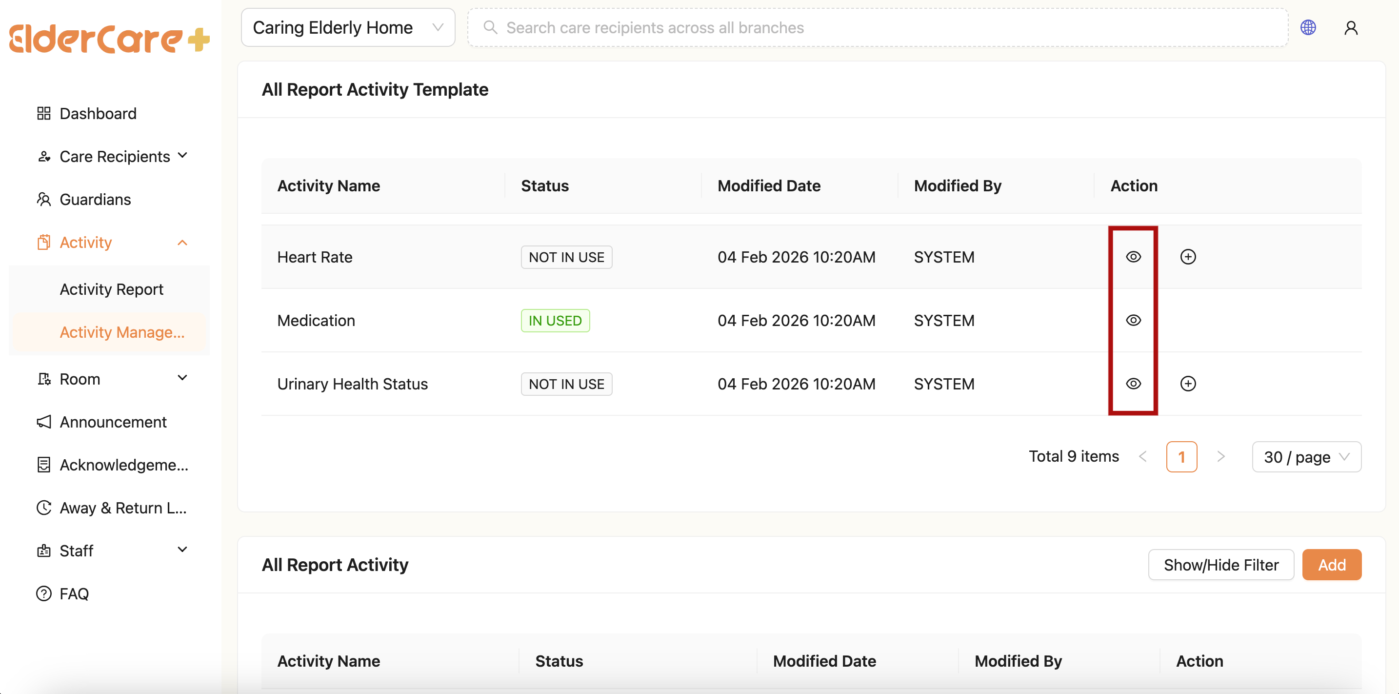 View Activity Template