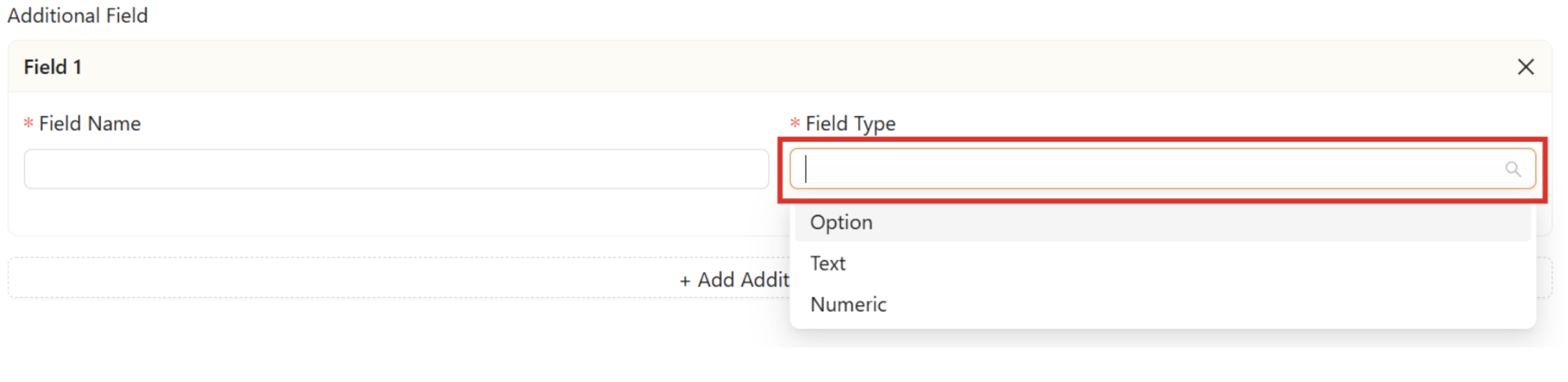 Field Type in Additional Field