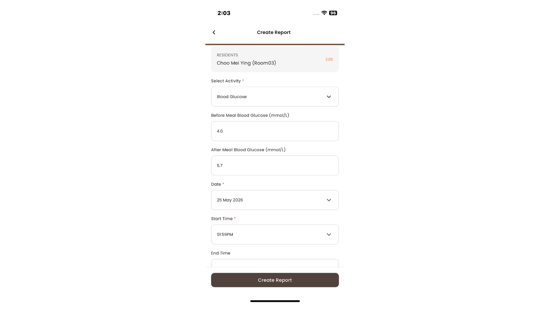 Fill in the Report Details
