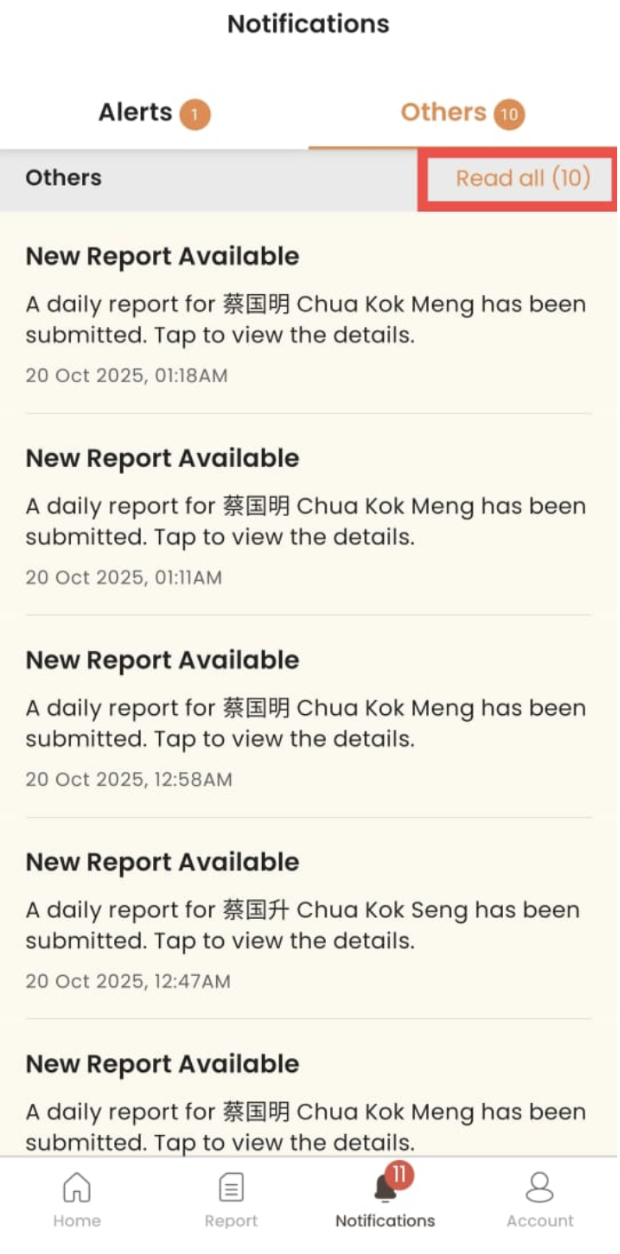 Mark Notifications All As Read for Guardian App