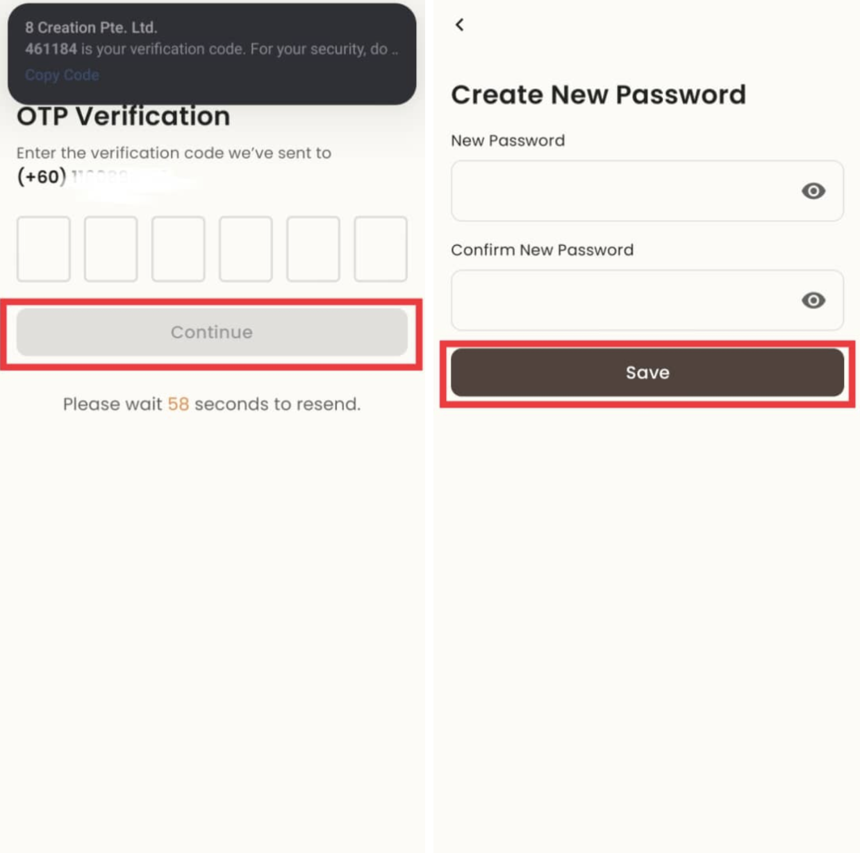 Save New Password for Guardian App