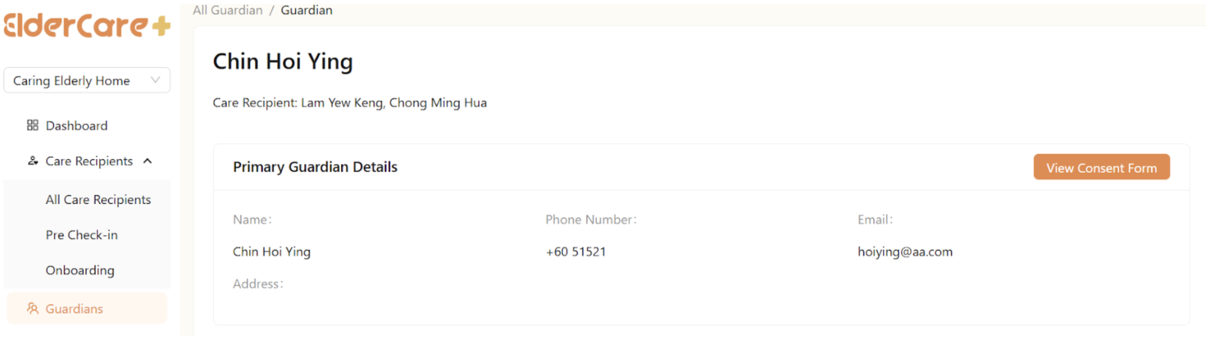 View Guardian Profile