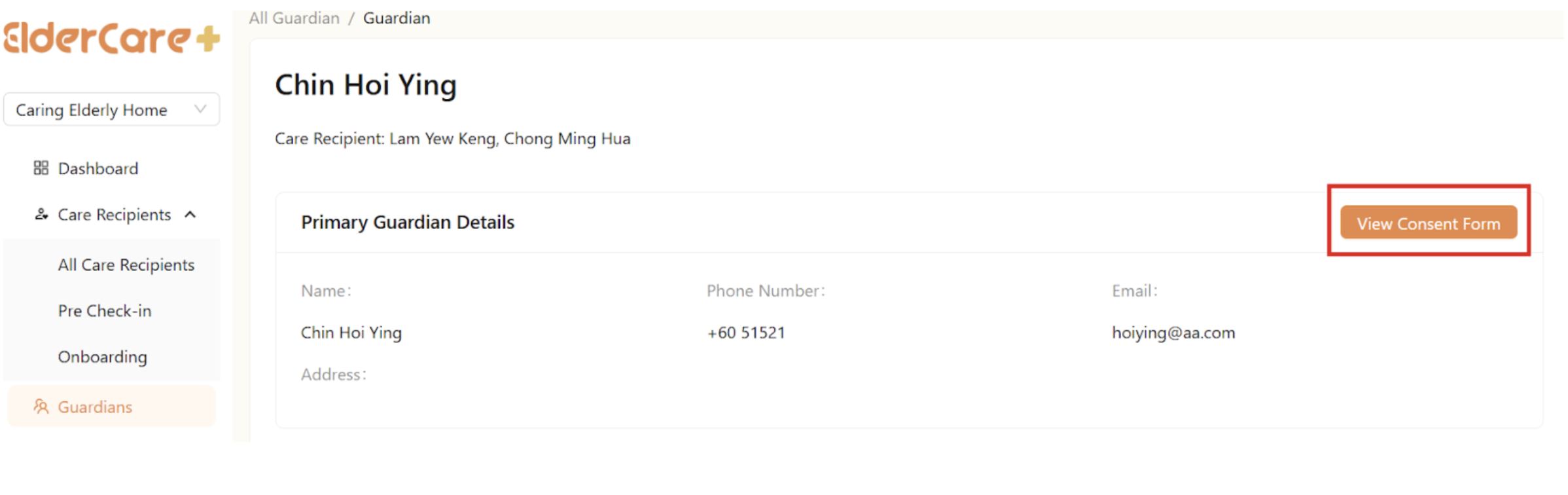 Guardians in Client Portal