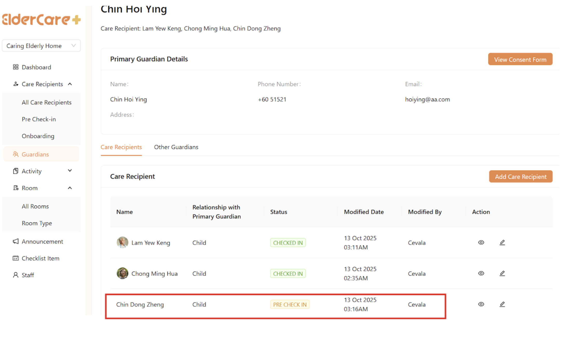Guardians in Client Portal