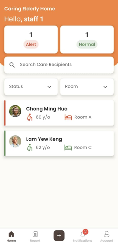 Home in Staff App