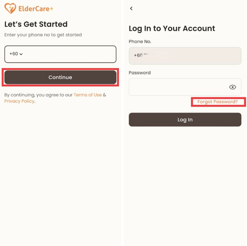 Forgot Password in Staff App