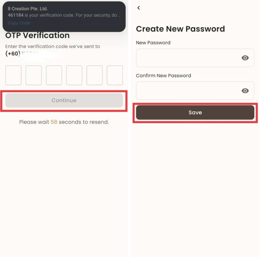 OTP Verification annd Create New Password