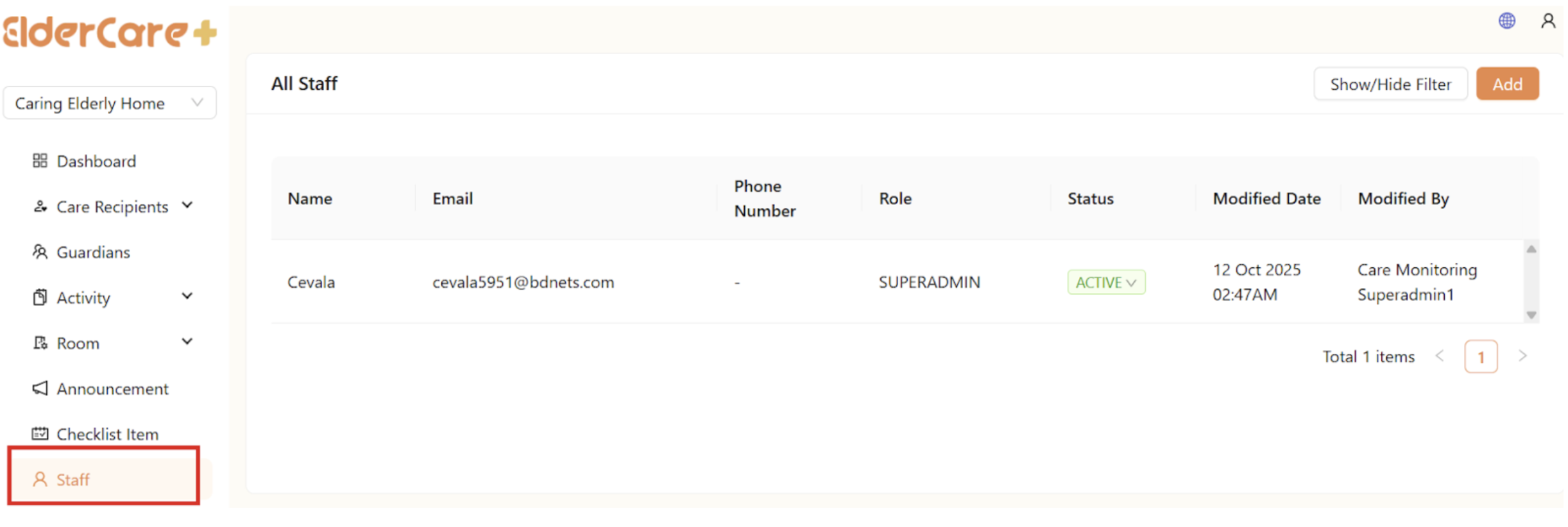 Staff Management in Client Portal