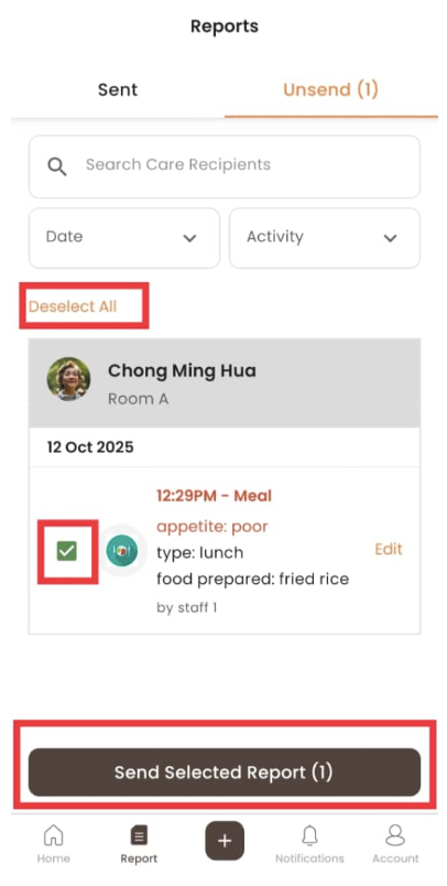 Publish Report in Staff App